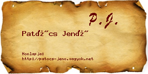 Patócs Jenő névjegykártya