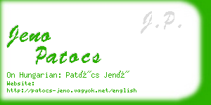 jeno patocs business card